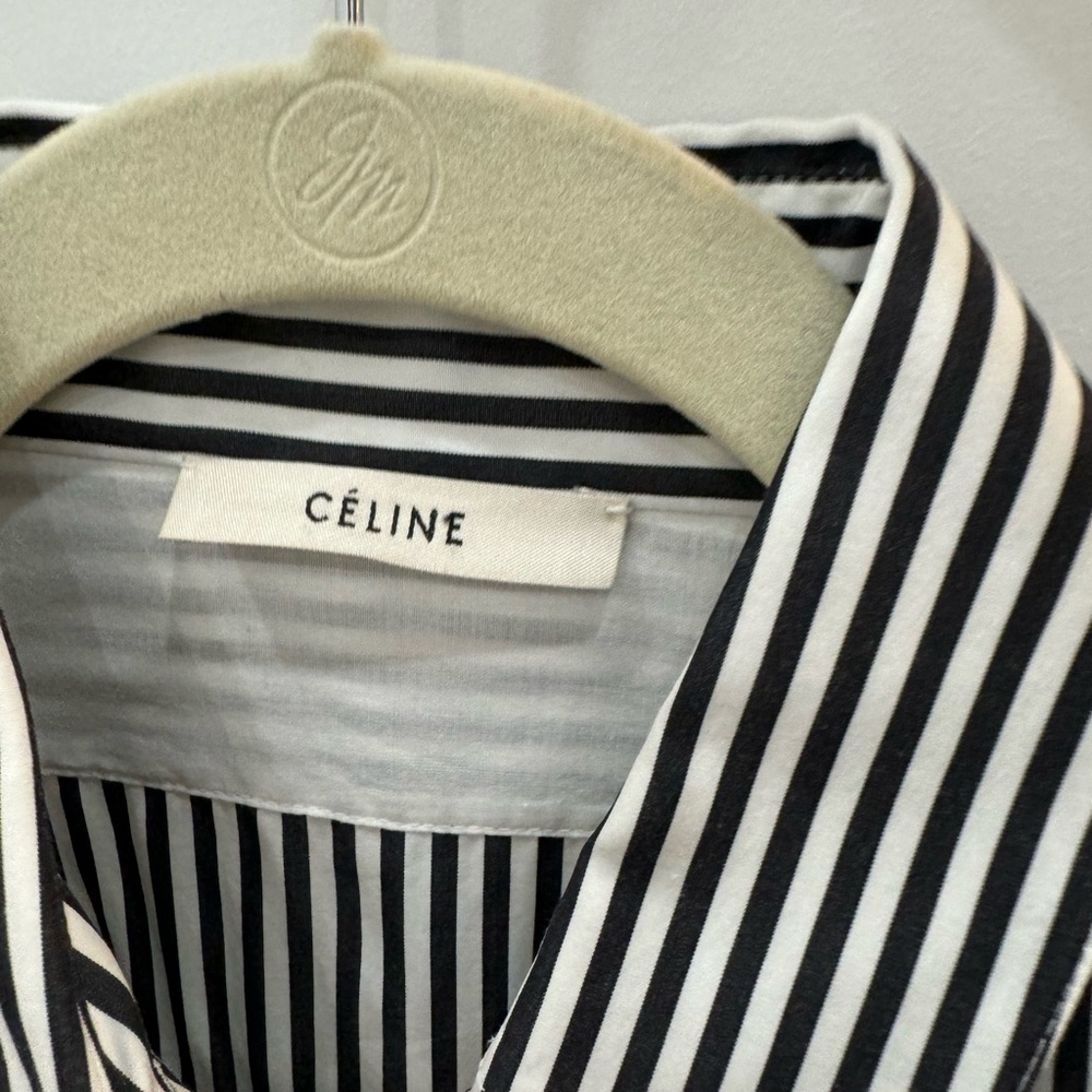 Celine Monochrome Striped Button-Down Shirt View 3